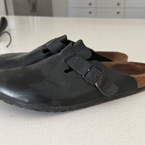 Birkenstock black and Brown Slip-On Loafers with smooth leather